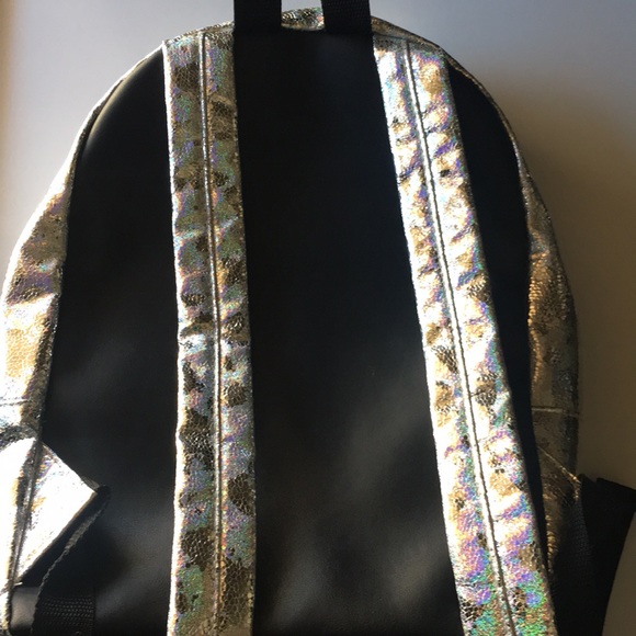 Mini Backpack silver leopard print Holographic - Picture 4 of 4